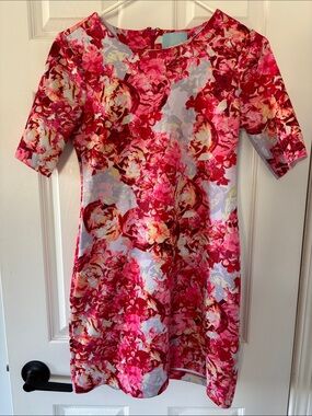 Cynthia Steffe Pink Floral Short-Sleeve Shift Dress